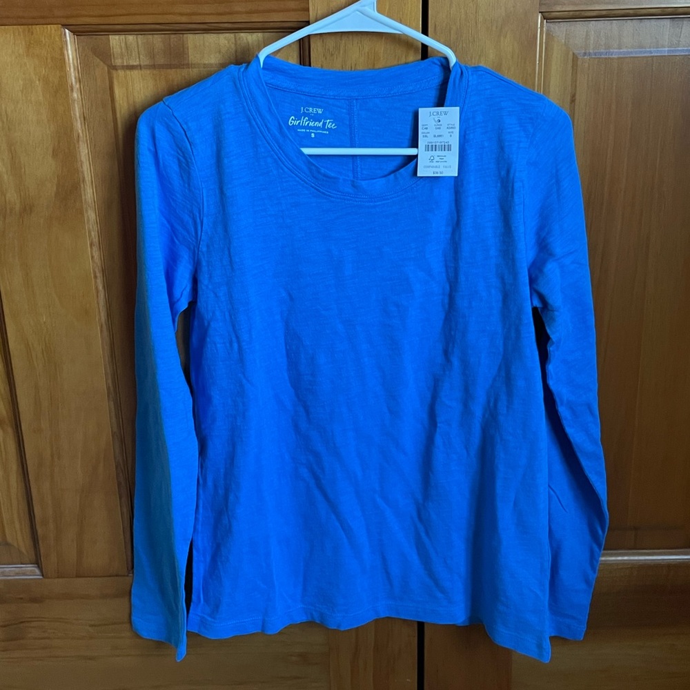 NWT J Crew Blue Girlfriend Long Sleeve Tee
